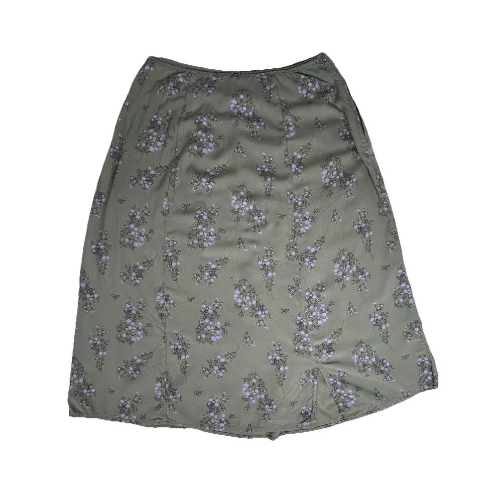 Y2K A-line side zip Thereabouts floral Rayon midi Low Rise Womens Sz 14